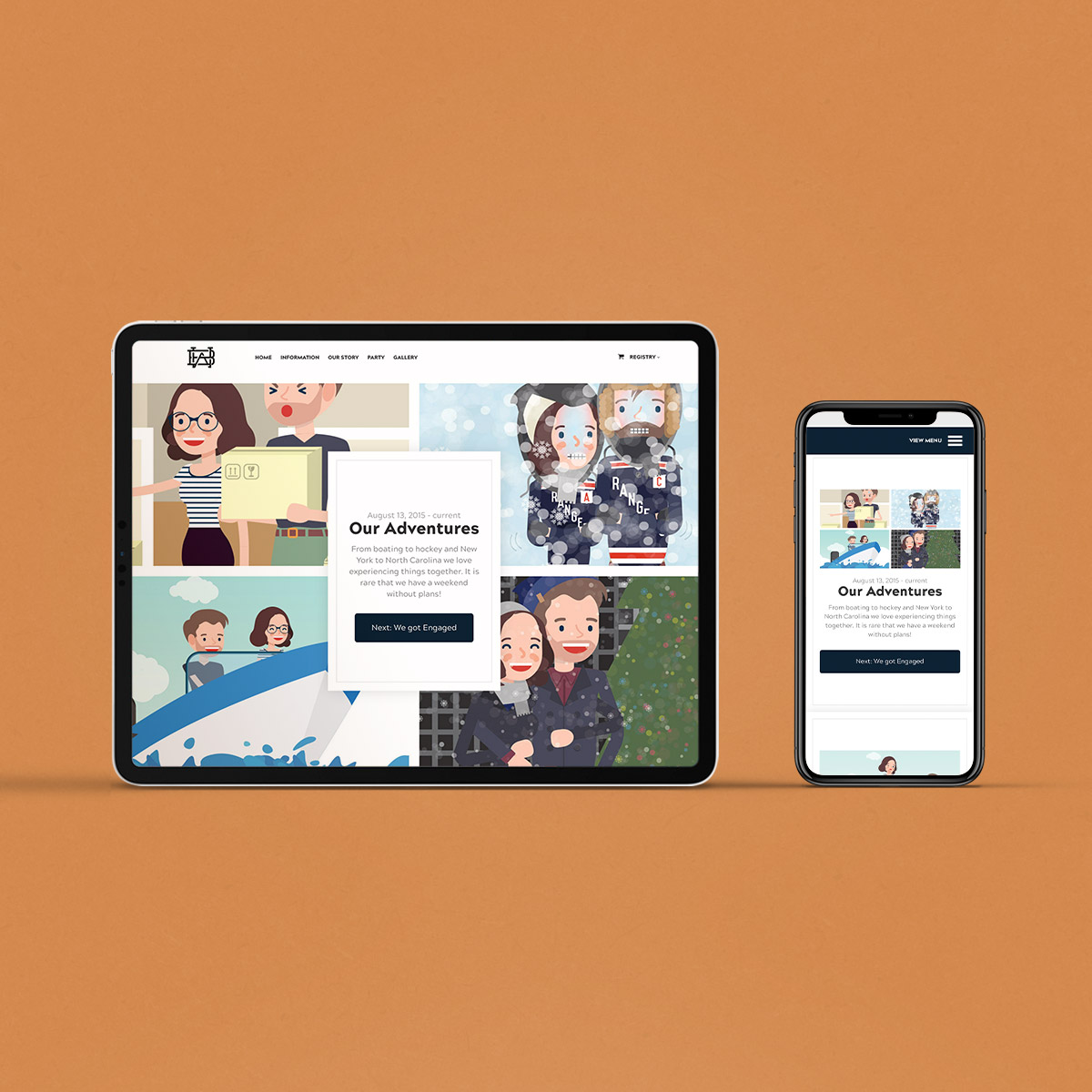 Mockup of wedding website